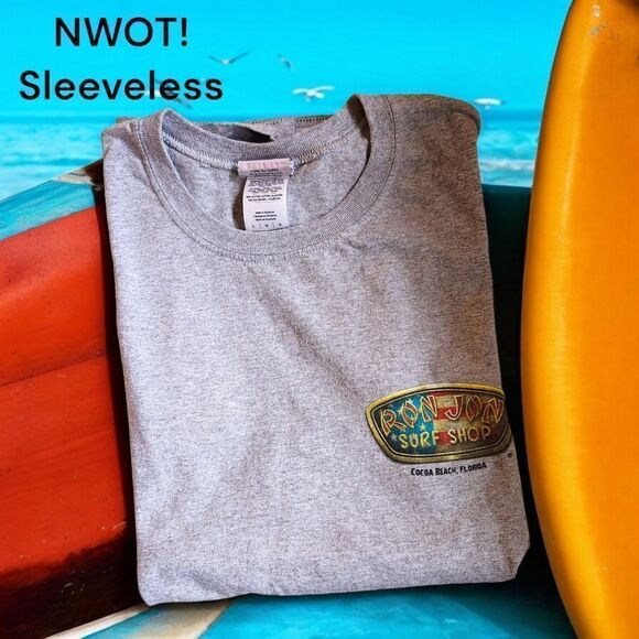 RON JON Sleeveless Cocoa Beach Graphic Tee NWOT - Picture 1 of 5